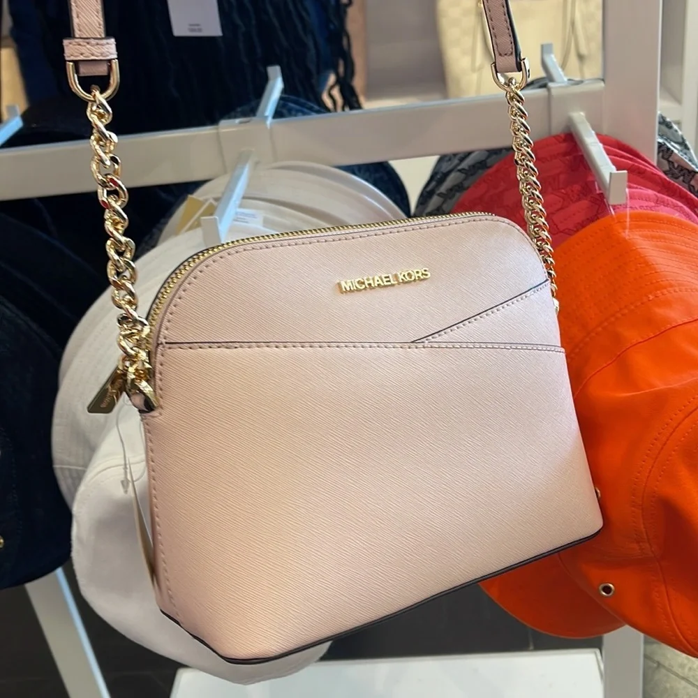 MICHAEL KORS Jet Set Travel Medium Dome Crossbody Bag Powder Blush  NWT